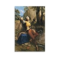 Amazon.co.jp: 画家ギュスターヴ・クールベ 名画 猫を連れた女性